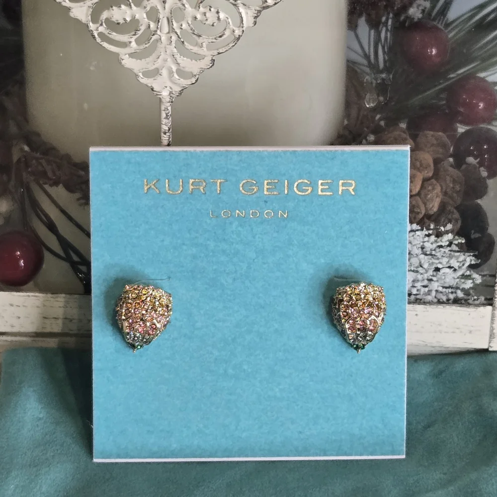 Kurt Geiger Gold and Multicolor Eagle Head Stud Earrings - Picture 2 of 5